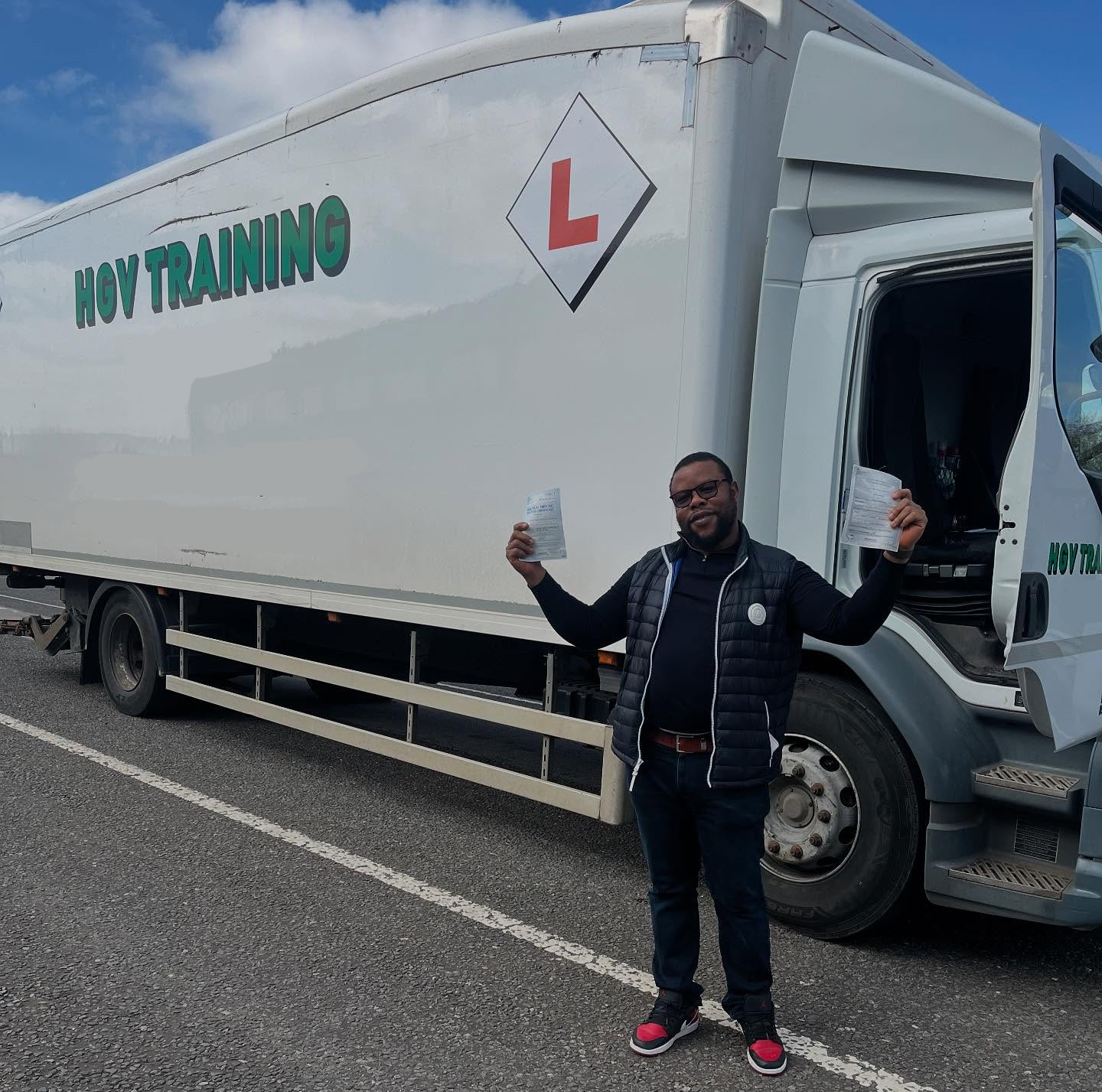 Side profile of a large articulated truck
